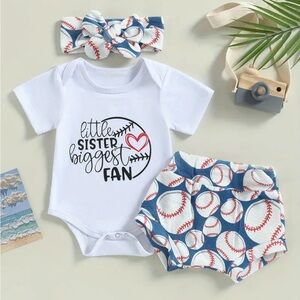 Baseball Print Baby Outfit Set